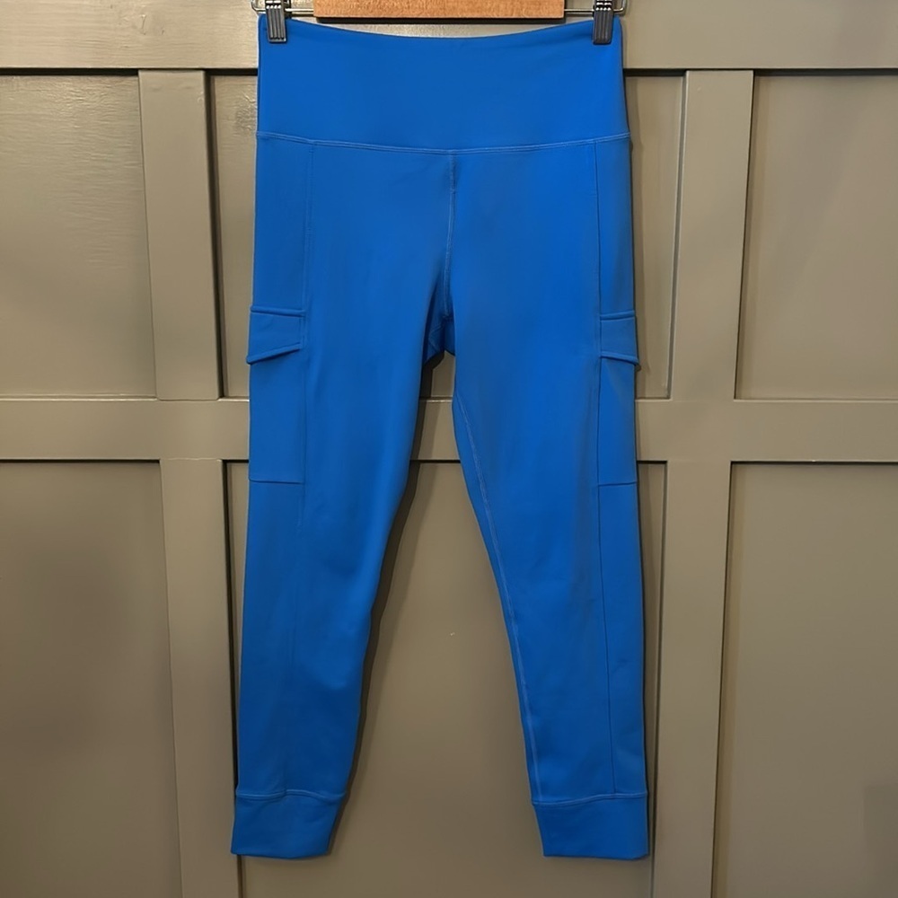 Zyia Active Side Pocket 7/8 Leggings Yoga Gym Workout Athletic Blue Size 6-8